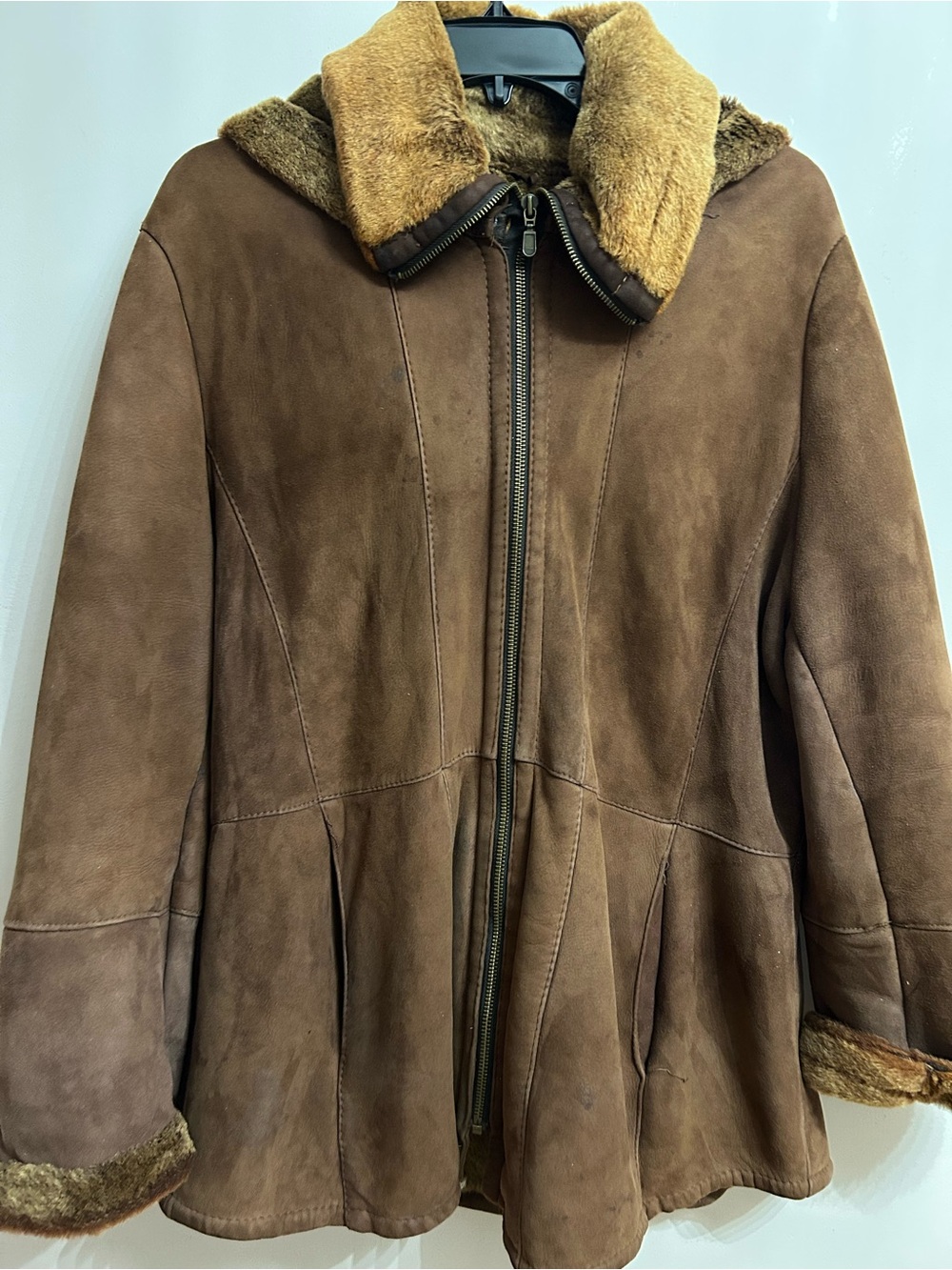 Women’s Brown Shearling Zip-Front Jacket